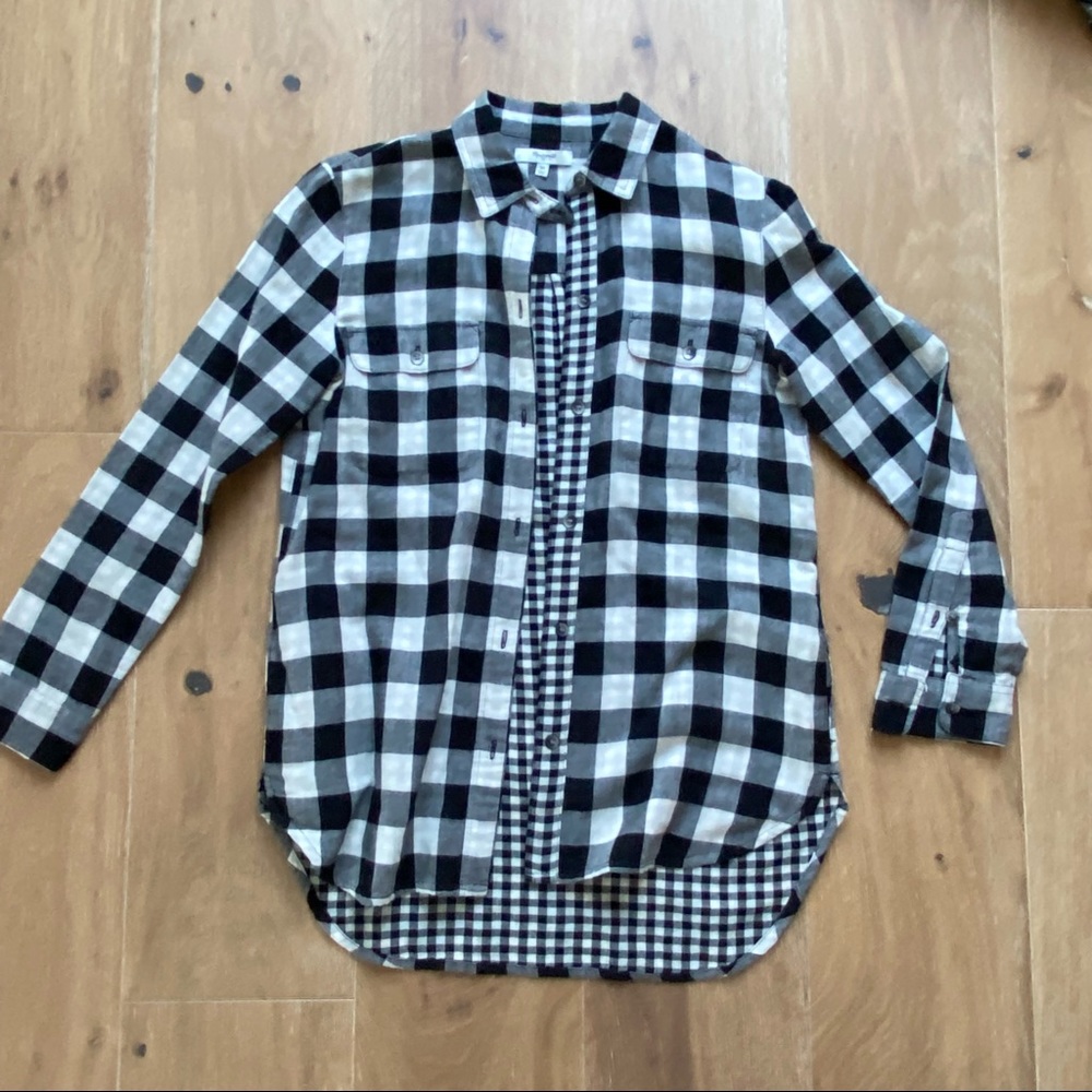 Madewell Black & White Checkered Plaid Button Down Size XS